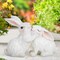 Easter Couple Bunny Decorations Spring Indoor Home Decor Electroplated European Mini Bunny Figurines Couple Gifts(Couple Bunny White)